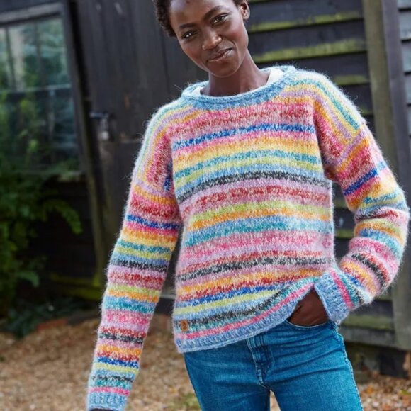 Pachamama San Francisco Sweater Rainbow Hand Knitted Mohair Wool Women's Sz S B6 - Picture 3 of 16